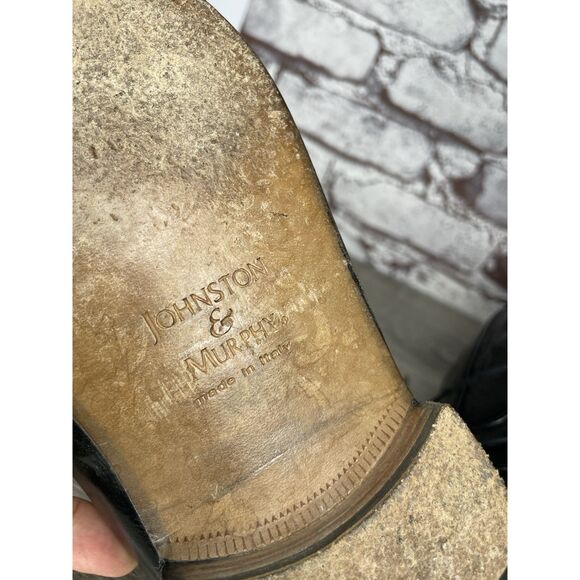 Johnston & Murphy Black Leather Square Toe  Italy Dress Shoes Men Sz 10M US/43EU - Picture 11 of 16